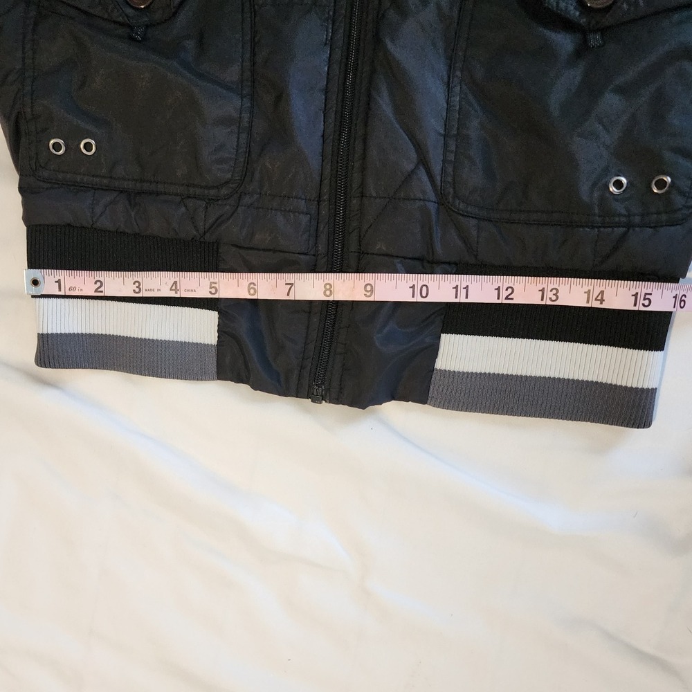 Playboy Jacket Black Bomber Style Quilted Rabbit Logo Patches Women's - Picture 11 of 12